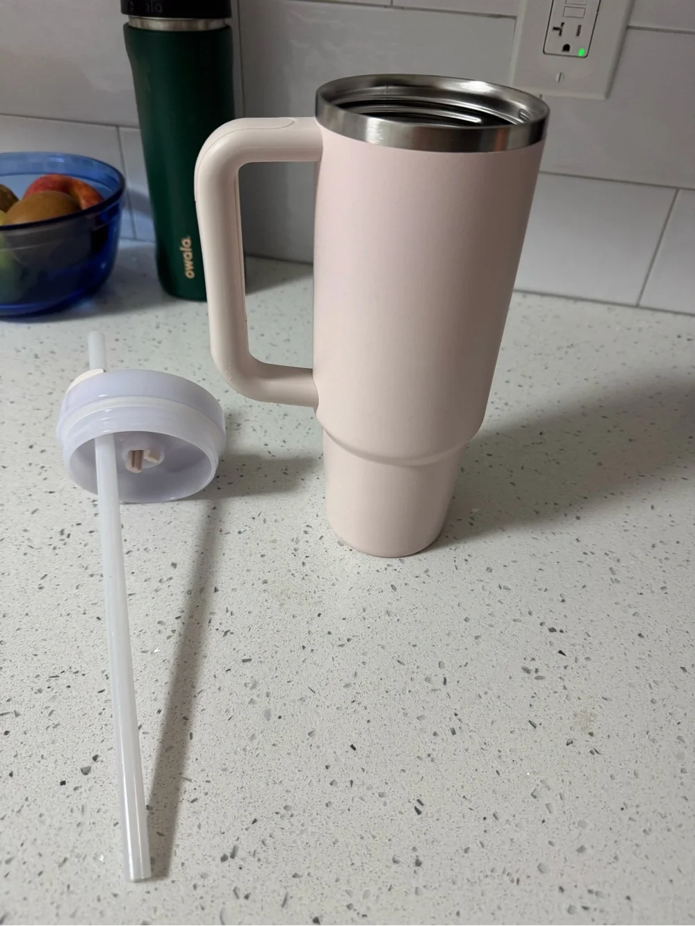 Stanley Blush Pink Insulated Travel Mug with Handle - Picture 3 of 5
